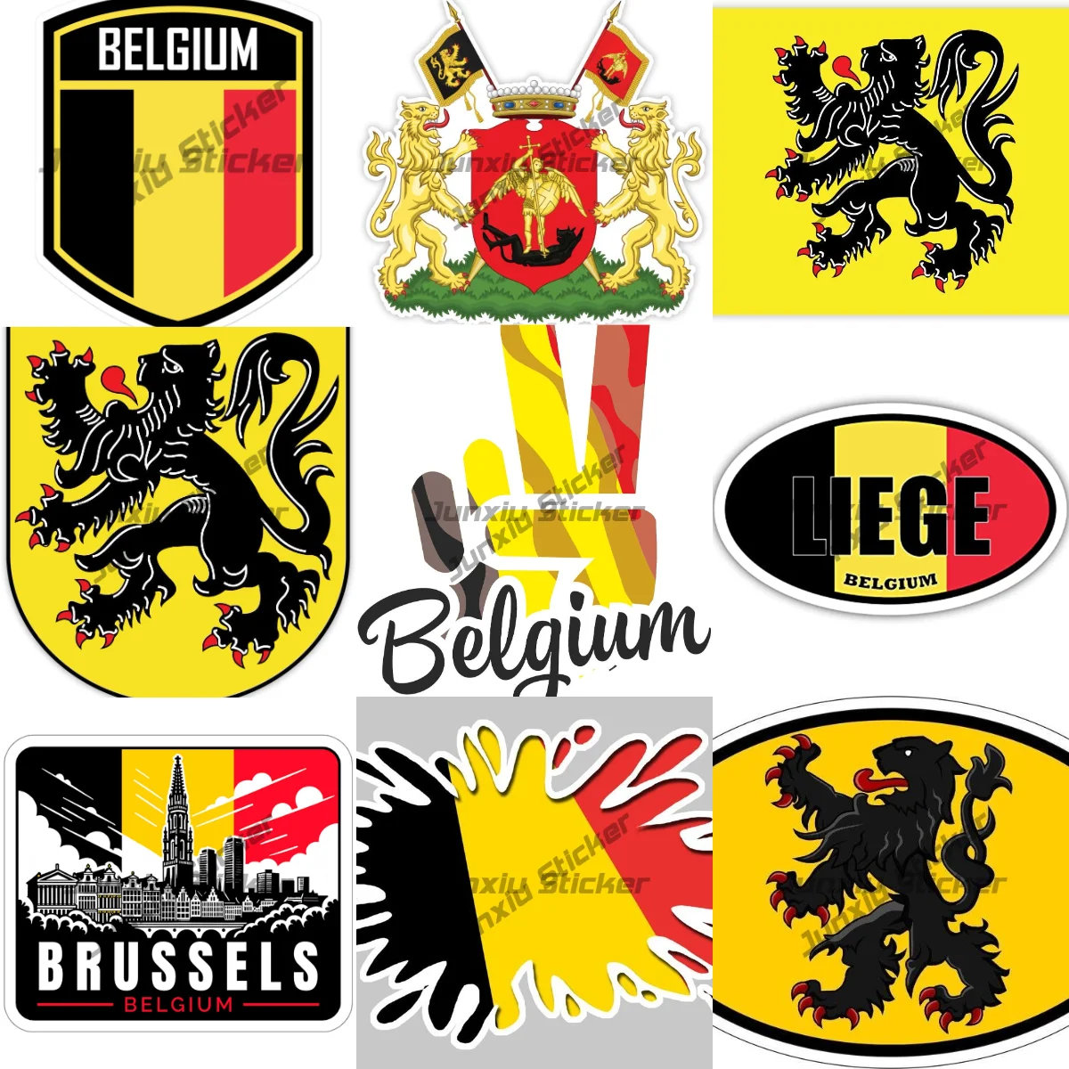 Belgium Coat of Arms Antwerp Brussels round Vinyl Sticker Waterproof Scratch Decor for Trolley Case Motorcycle & SUV