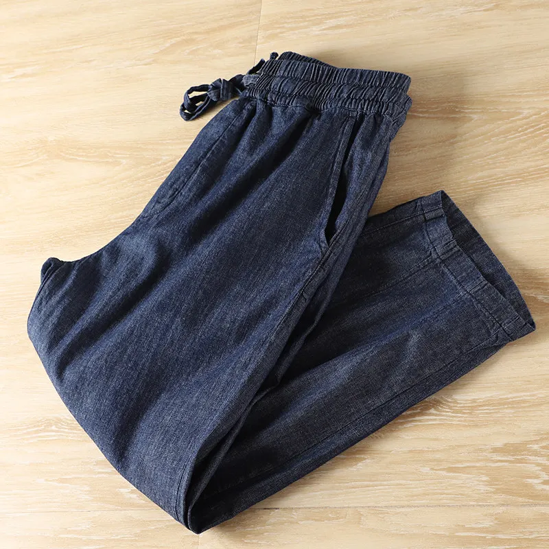 Men's summer loose version thin denim nine-point pants radish pants