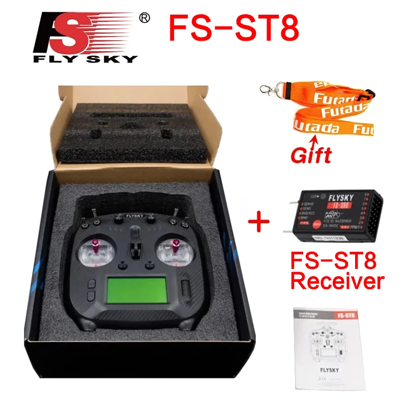 

FLYSKY FS-ST8 2.4G 10CH ANT RGB Assistant 3.0 Radio Transmitter with FS-SR8 Receiver for RC Airplane Car Boat Robot FPV Drone