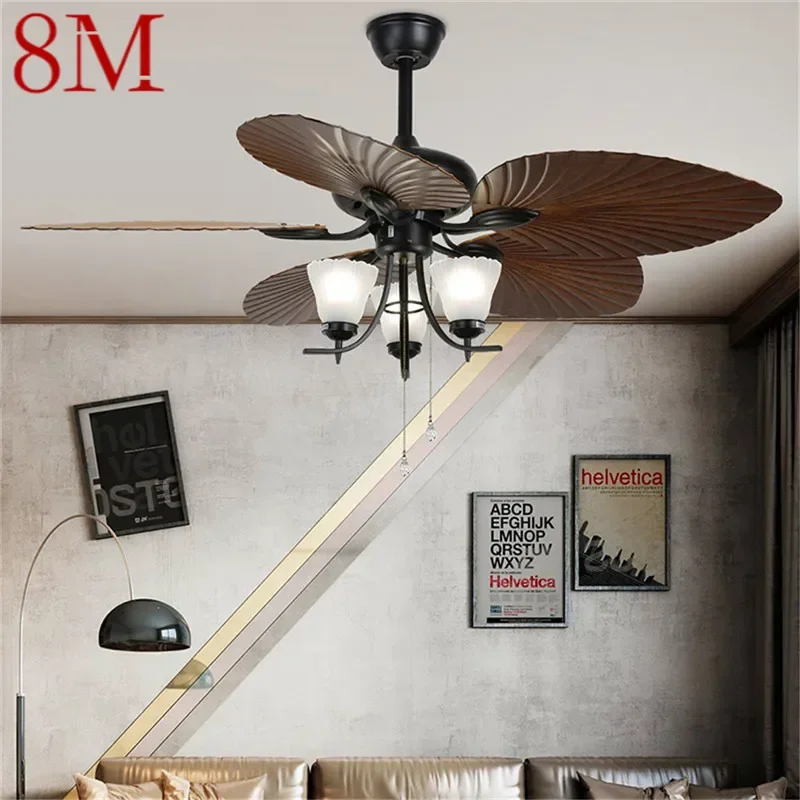 Ventilatore a LED di lusso europeo da 8M luce americana retrò soggiorno ristorante camera da letto ventilatore da soffitto luce ventilatore elettrico a distanza