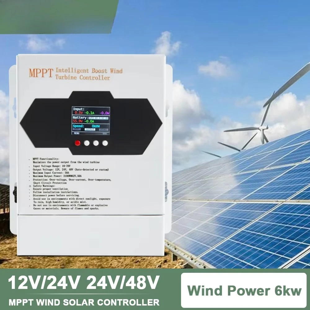 6000W Hybrid Boost ARM Solar Panel Charge Controller 12V 24V 48V MPPT Dump Load Wind Turbine Generator Controller