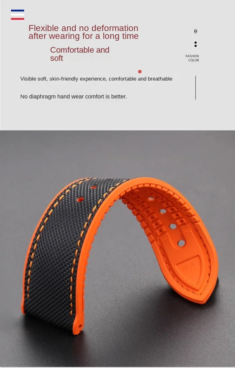 Hochwertiges Gummi-Uhrenarmband für TAG Heuer F1 Gulf Aquaracer Monaco Herren-wasserdichtes Armband blau orange 20 mm 21 mm 22 mm 24 mm – Detail 10