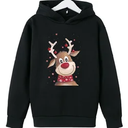 Christmas Deer Children's Hoodie Hoodies Pullover Boys and Girls Outdoor Sports Leisure Autumn and Winter Fleece Kids Clothes