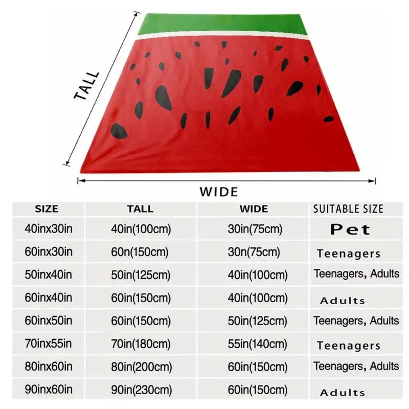 VIKAMA Watermelon Slice Flannel Throw Blanket Cute Fruit Pattern Soft Warm Air Conditioner Blanket Sofa Bedroom Home Decor