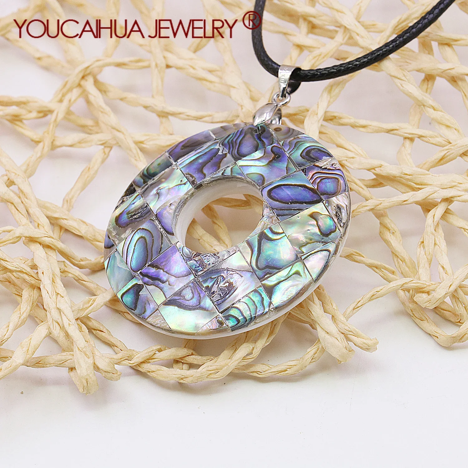 

41mm Natural Multicolor Seashell,Circular Shaped Necklace Pendant,Classic Lucky Patchwork Pendant,Unisex,Jewelry Design/making