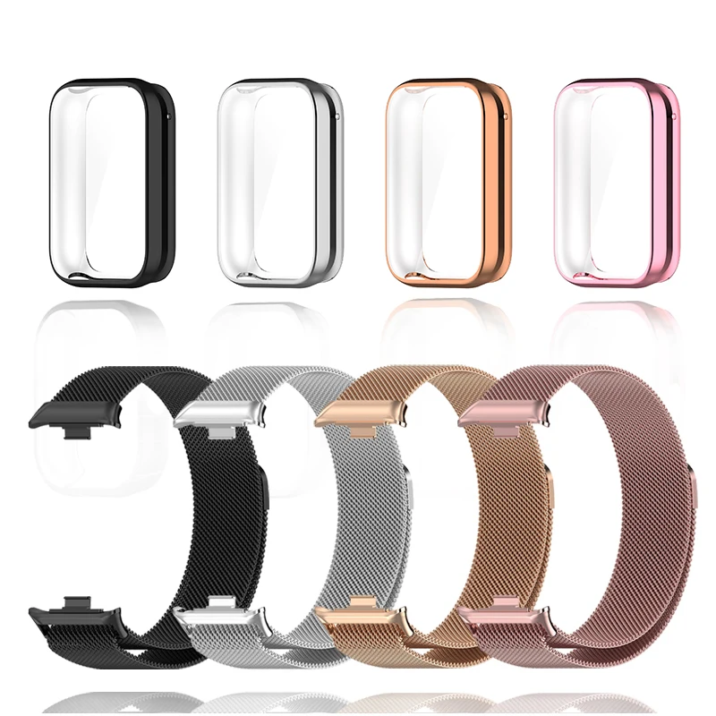 Metal Strap For Xiaomi Mi Band 8 Pro/9 Pro Bracelet With TPU Case Screen Soft Protector Milanese Magnetic Replacement Watchband