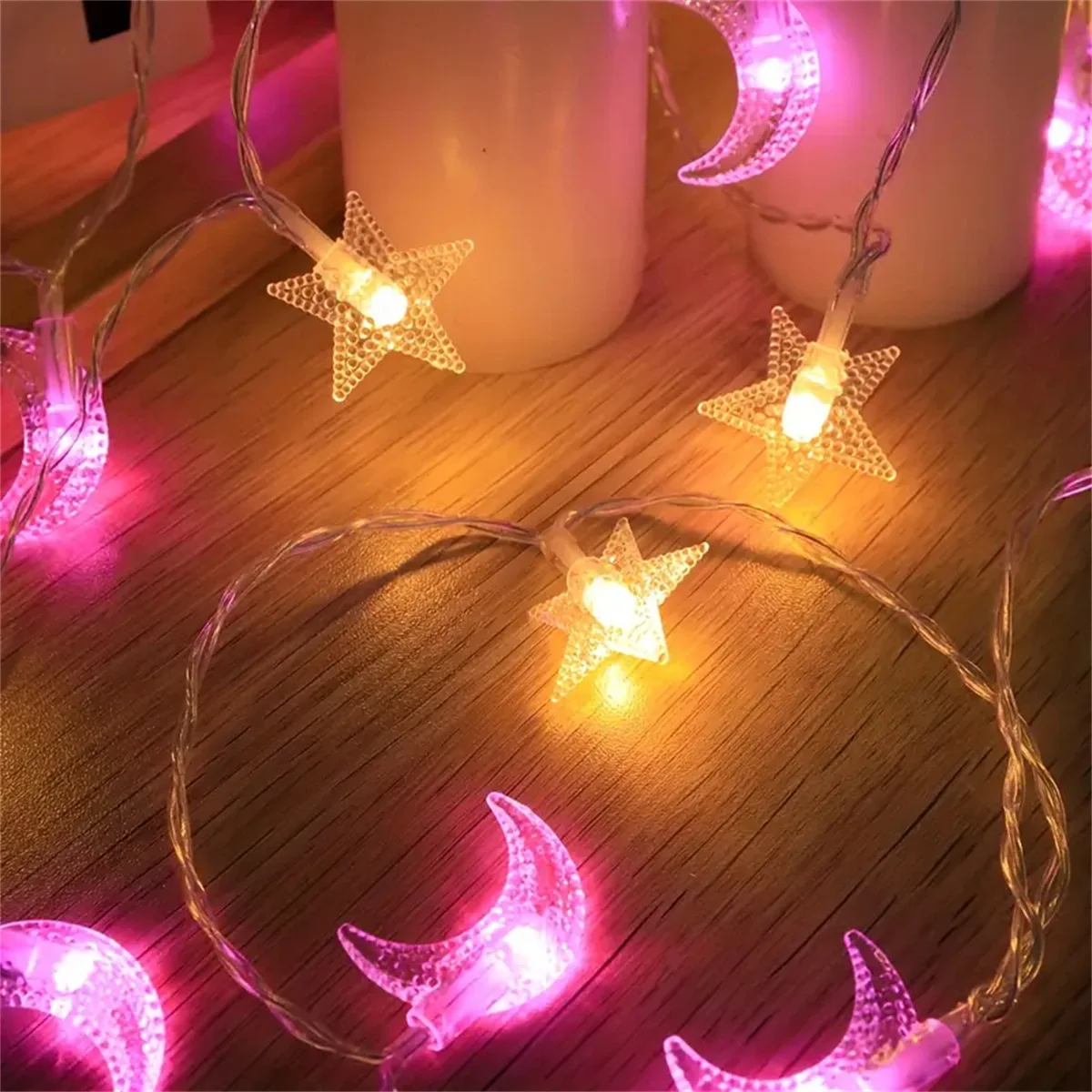 1.5M/3M LED Star Moon Colorful Light String Starry Sky Living Room Outdoor Courtyard Camping Trunk Decoration Atmosphere Light