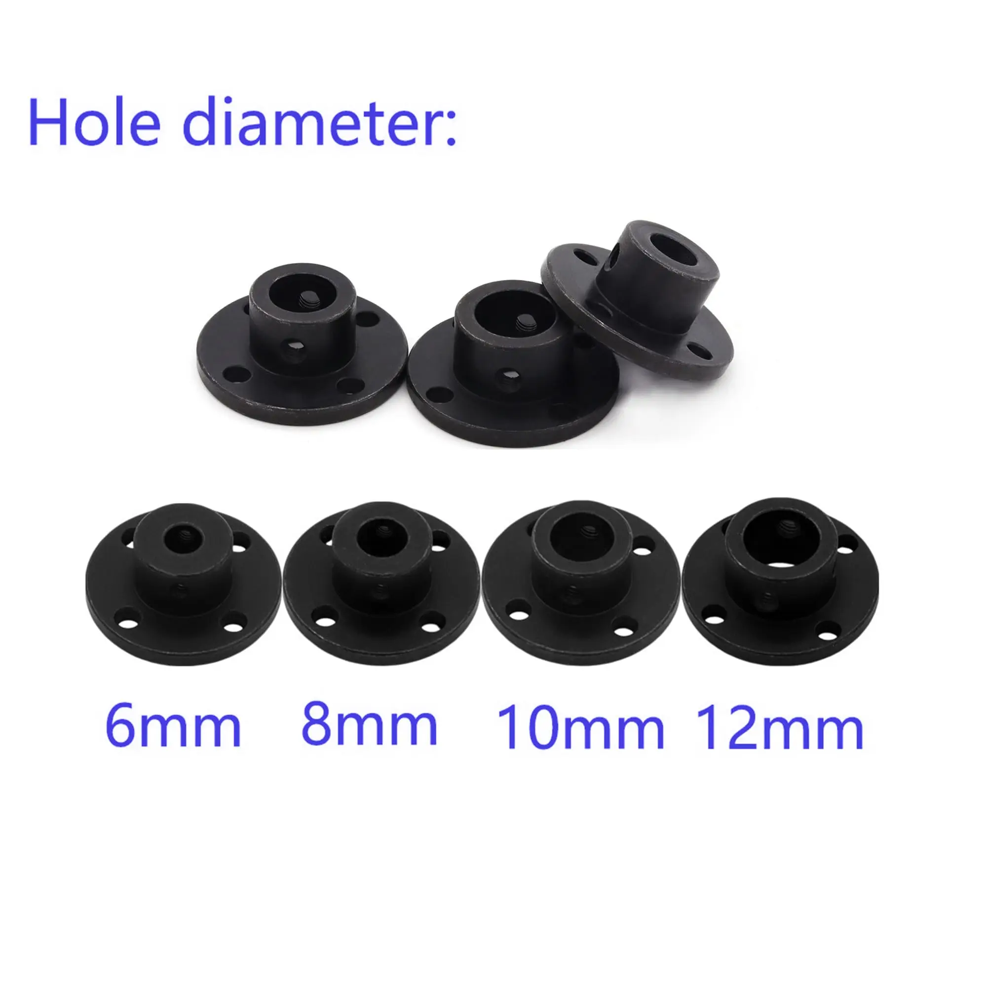 1Pcs Black Rigid Flange Coupling 6/8/10/12mm Carbon Steel Motor Rigid Flange Guide Shaft Coupler Motor Support Connector For CNC