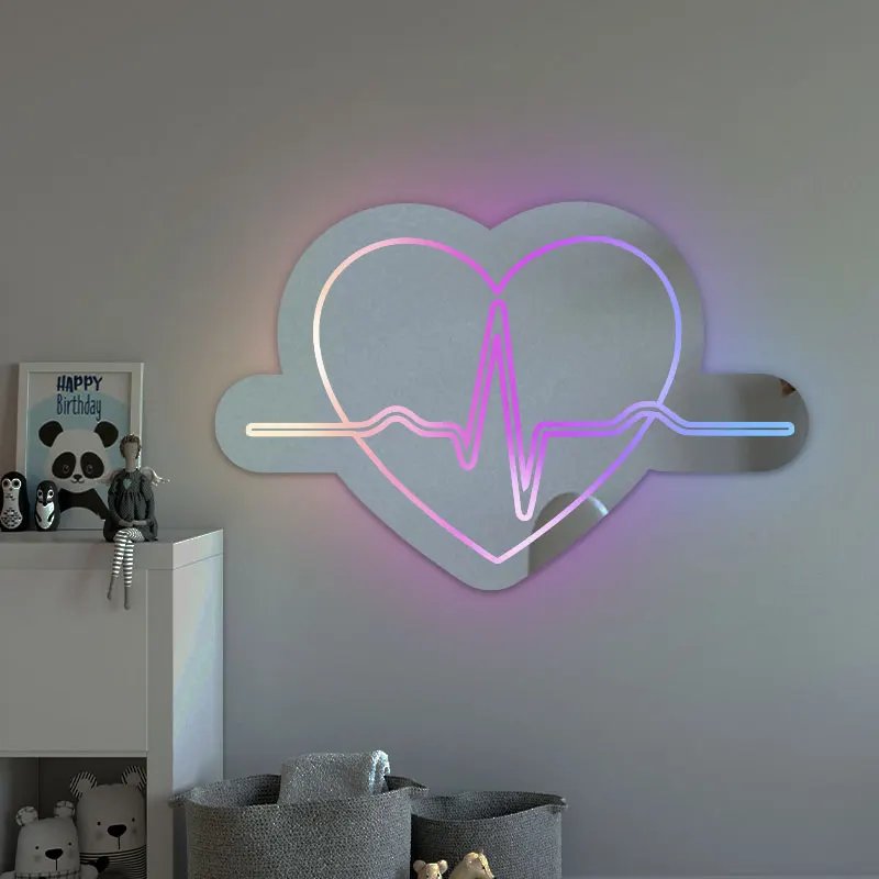 

Acrylic Luminous Mirror Custom Light Neon Mirror Sign Light Personalised Words Mirror Wall Lamp LED Anniversary Room Decorations