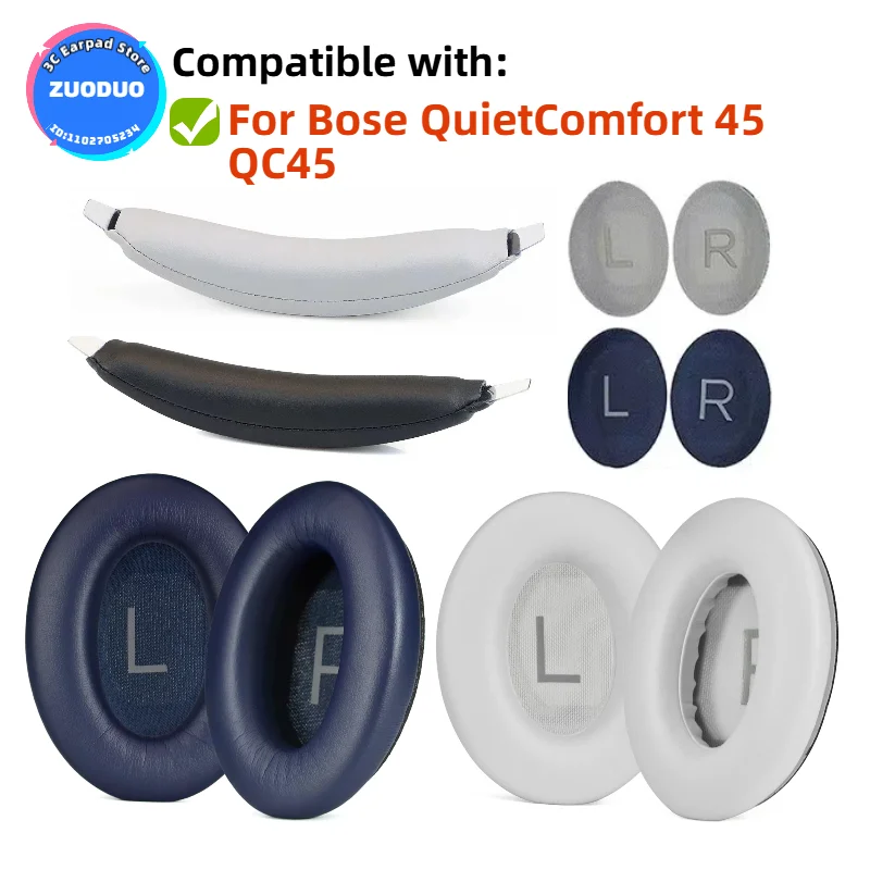 

Replacement Protein Ear Pads for Bose QuietComfort 45 QC45 Headphones Soft Foam Ear Cushions High Quality