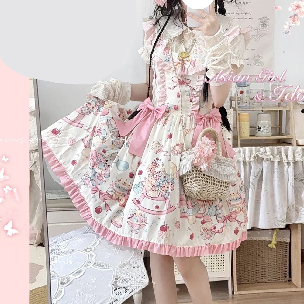 

[Bear original, cake cute rabbit] Lolita design ballet dress original cute jsk long dresses for women
