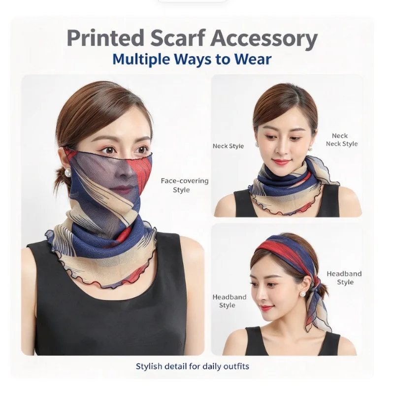 Printed Neck Gaiter Women Multifunctional Scarf Soft Breathable Neck Cover Autumn Winter Decor Accessory