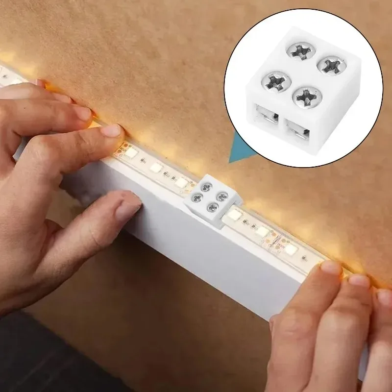 1-20PCS Screw In LED Strip Connectors 2Pin Solderless Wiring Connector Terminals Adapter For String Lights Quick Splice Plugs