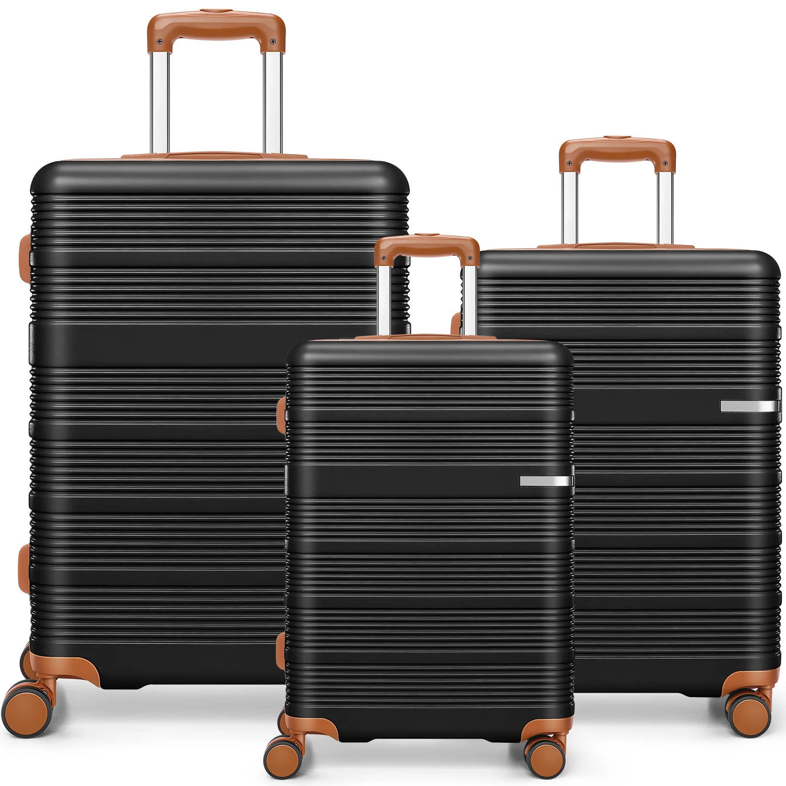 

Комплект из 3-х чемоданов большой вместимости с жестким корпусом и замком TSA, 20"+24"+28", из ABS+PC, на бесшумных поворотных колесах