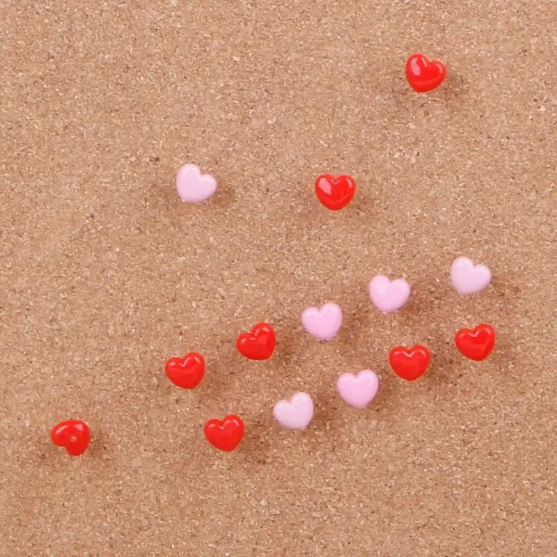 H9EC 50 Pcs Heart Plastic Quality Colored Push Pins Thumbtacks Office School