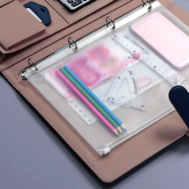 10Piece/Lot A4 Self-Styled Zipper Pouch Binder PVC Transparent Packs Storage Bag Planner Document Notes Filing Stationery Holder