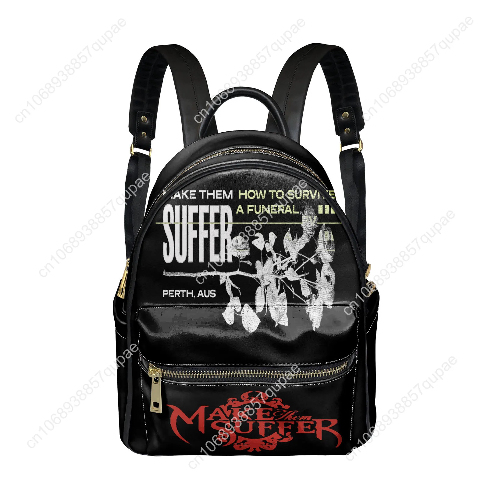 Make Them Suffer Metal Band Backpack Womens Men Personalized Double Shoulder Bag Business Travel Bookbag Rucksack Gift Daypack