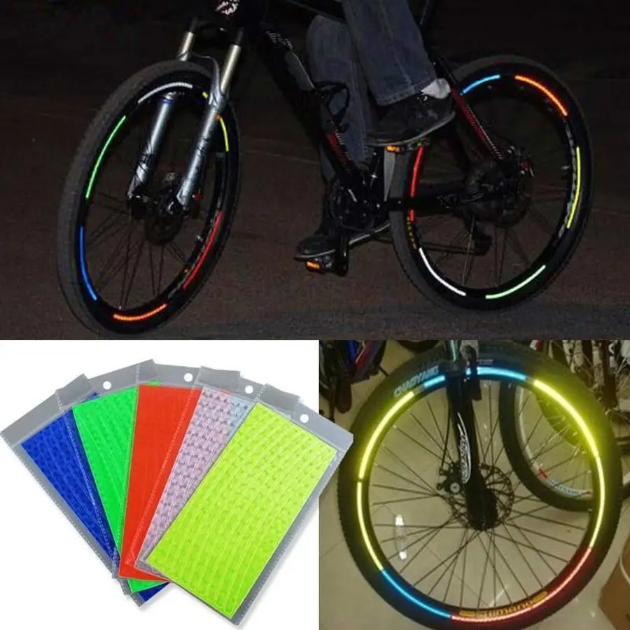 Colorful Reflective Bike Rim Stickers Fluorescent Wheel Decal Strips For Bicycle Tire Safety Cycling Decoration Accessories