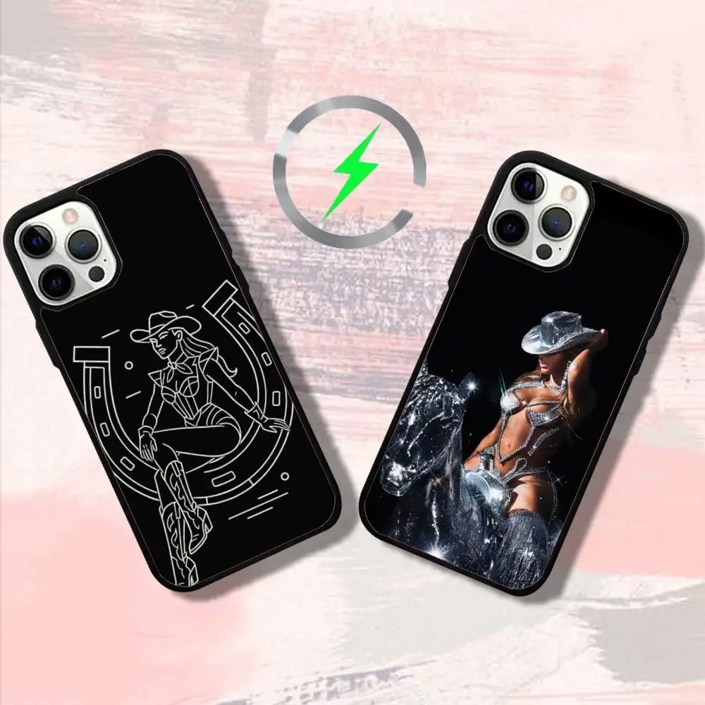 

B-Beyonces Cowboys Carters Phone Case For iPhone 16,15,14,13,12,11,Pro,Max,Plus,Mini,SE4,E Magnetic Magsafe Wireless Charging