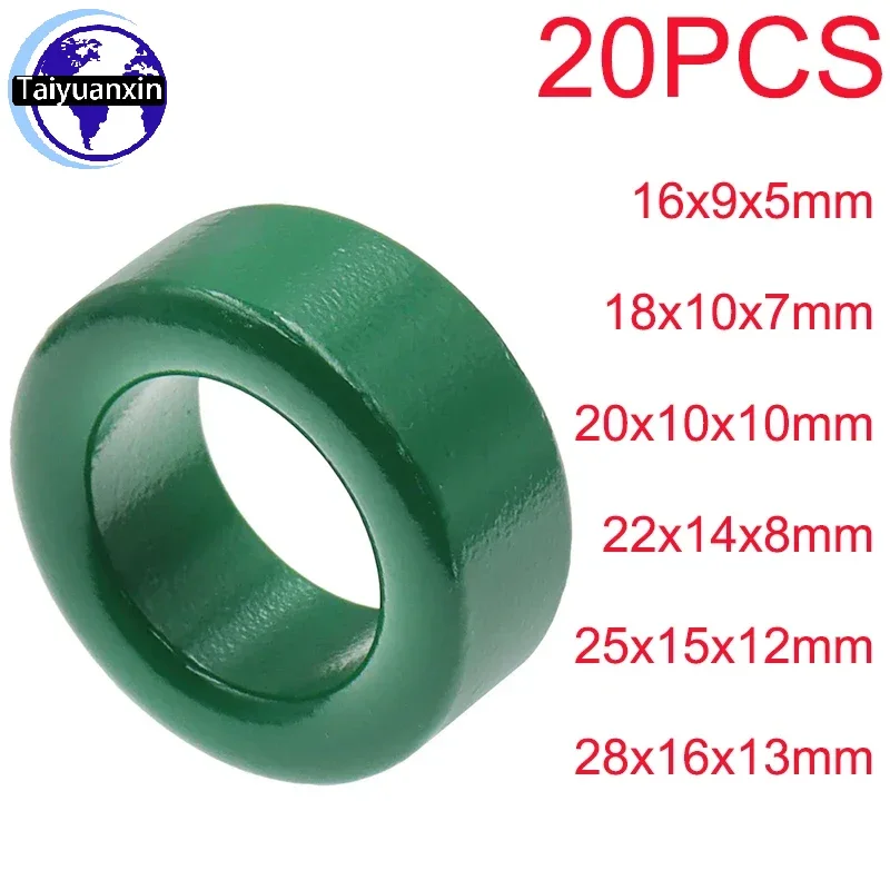 20PCS Green Magnetic Ring Ferrite Magnetic Ring Anti-interference Core Filter Inductance Transformer Magnetic Ring 18x10x7mm