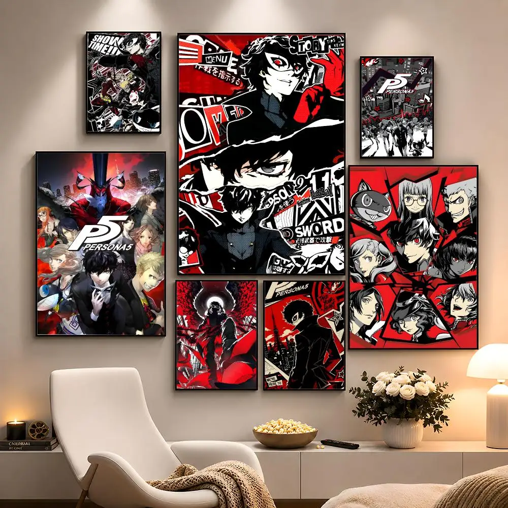 Game Persona 5 Joker JRPG Poster Peel And Stick Wall Art PP Waterproof HD Bedroom Living Room Home Decor Gift