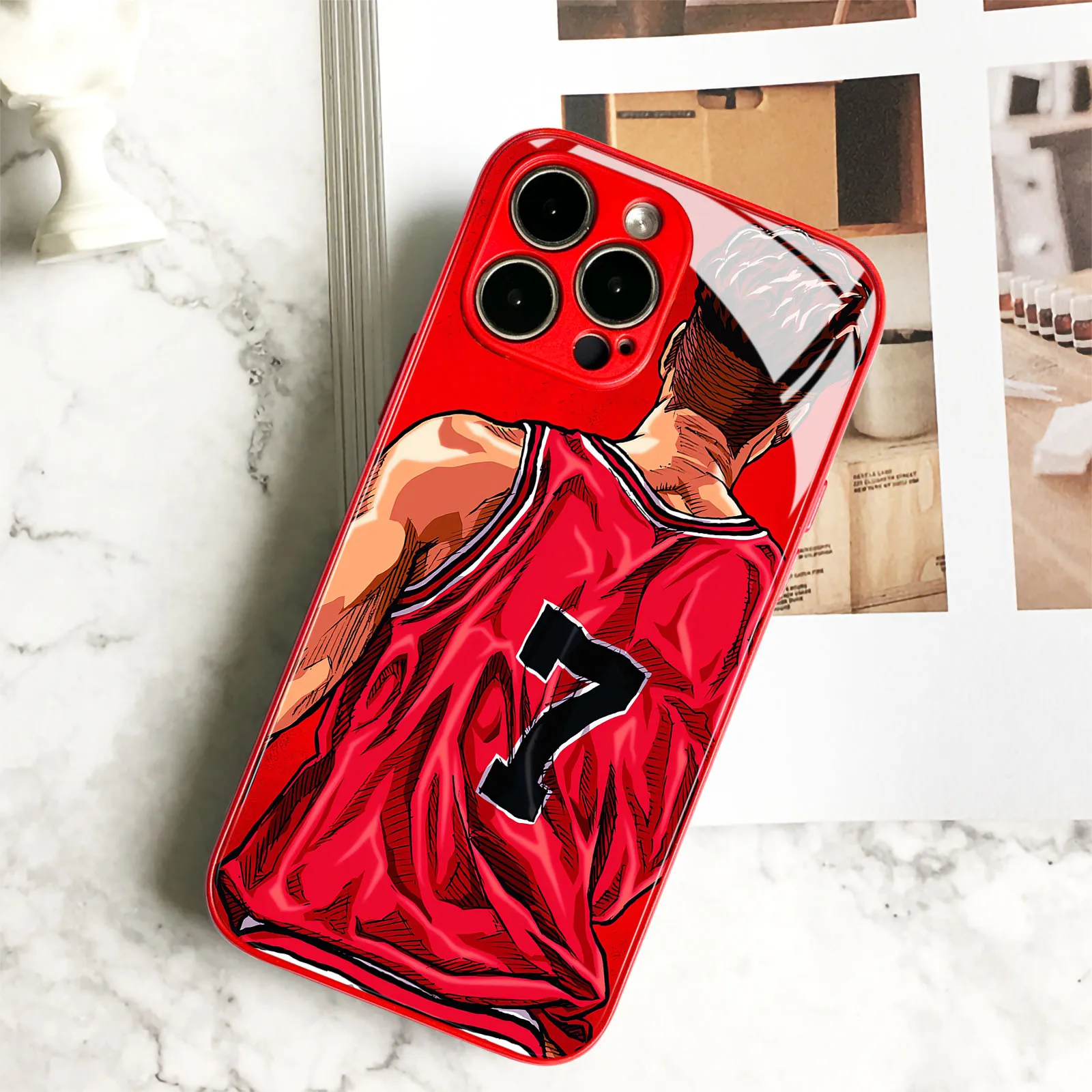 Anime Red TPU Tempered Glass Manga Ryota Miyagi Phone Case For iPhone 15 14 11 Pro Max 7 8 15 Plus 12 13 Mini Xr Xs