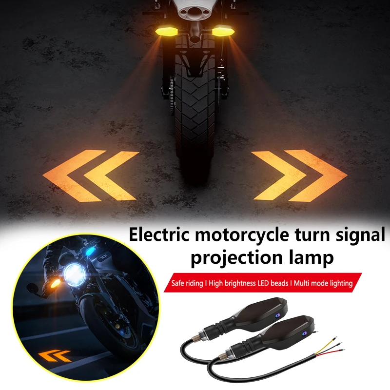 Señal de giro para motocicleta con señal de giro de proyección, luz Led para motocicleta, luz de señal de giro ambiental, luz de advertencia destacada