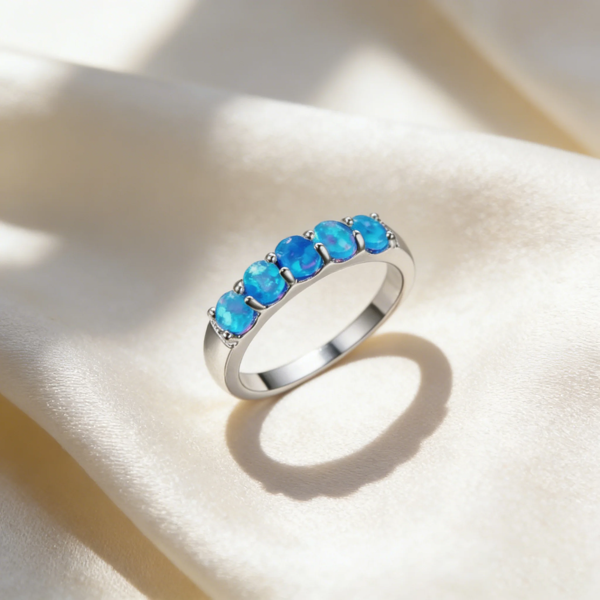 New design blue fire opal Women\'s Rings Anti Allergy Elegant Jewelry perfect birthday and anniversary Dating gifts for women
