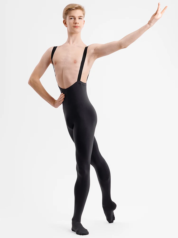Débardeur noir une pièce pour hommes, combinaison de Ballet sans manches, moulante, Costume de danse avec bretelles pour le Fitness