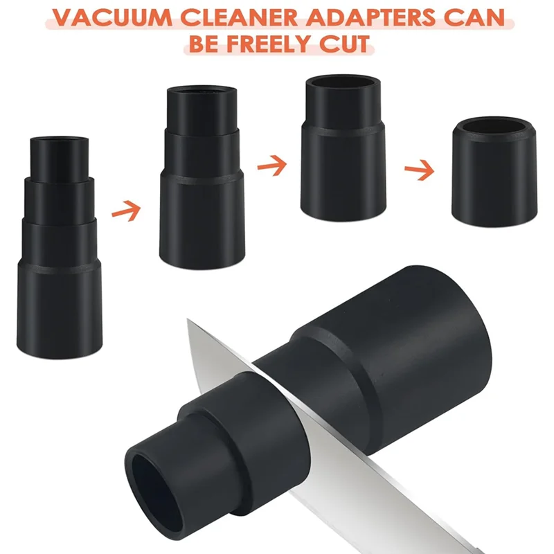 

High Quality-6 Piece Vacuum Cleaner Adapters 4 Layers Black Plastic Hose Reducer Hose Adapter Vacuum Cleaner 25 Mm To 42 Mm