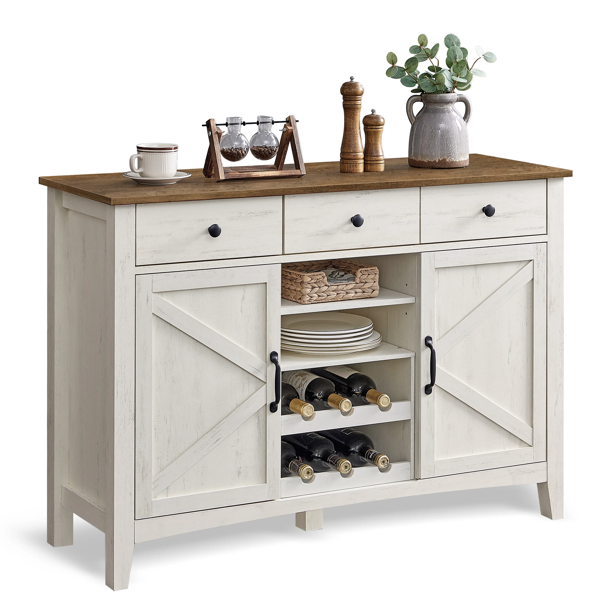 

Farmhouse Dining Room Wooden Storage Cabinet Sideboard Buffet Cabinet with Storage