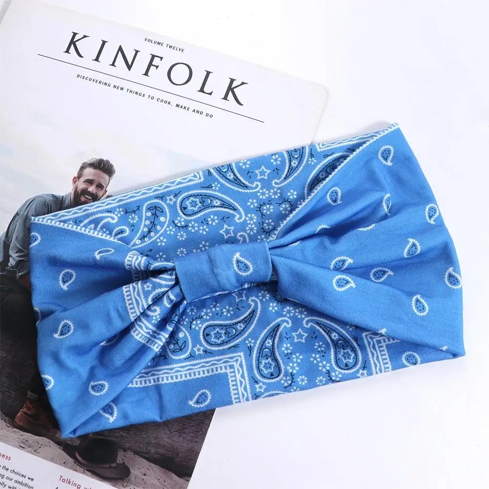 

Cashew Print Boho Knot Turbans Headwrap Elastic Charming Floral Bandanas Headband Colorful Wide Edge Yoga Headband Running