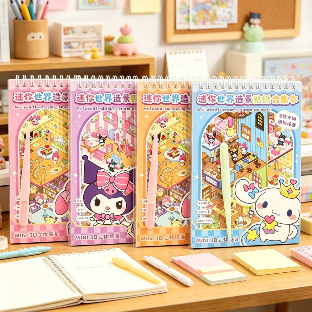 

Набор миниатюрных сценок Sanrio High Playability: 3D-наклейки для создания пейзажей и декора дневников, веселые для детей