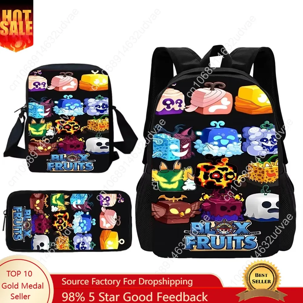 

Cartoon Blox Fruits Child School Backpack With Shoulder Bag Pencil Bags School Bags for Boys Girls Best Gift