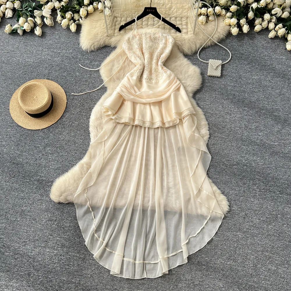 

Women Long Dress Dresses Strapless Sleeveless Sexy Vestidos Y2k Streetwear Lace Sequins Elegant Party Night Tigth Waist 2026