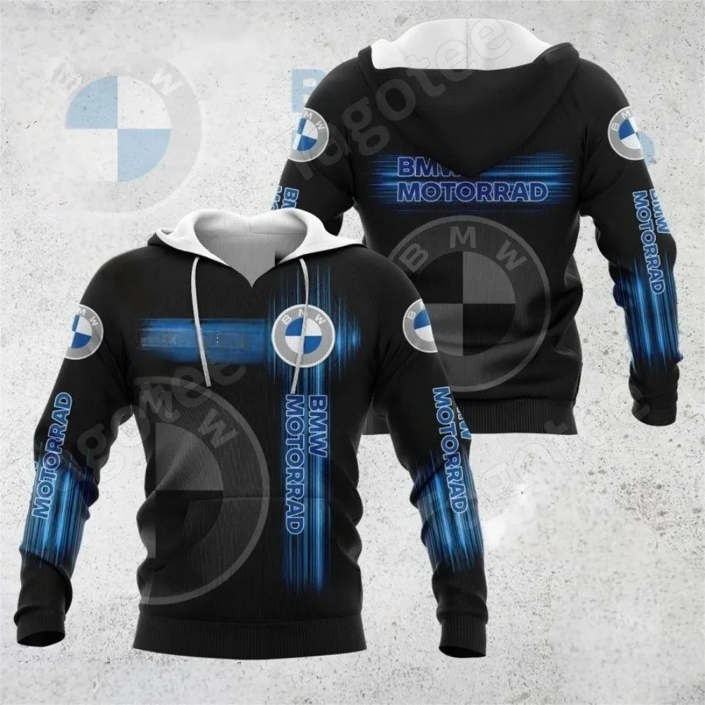 

2025 Style Motorcycle Riding Sport Pullover with Headgear Long Sleeves BMW 3D Printed Comfortable Unisex Drawstring Hoodie