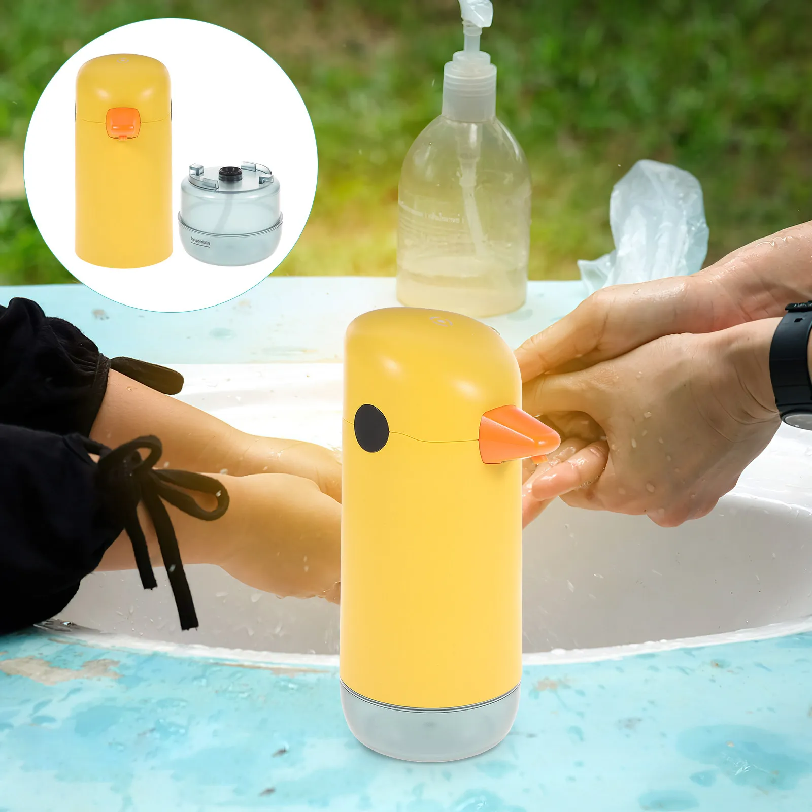 

220Ml Automatic Foaming Soap Dispenser Touchless Infrared Sensor Dinosaur Cartoon Design Refillable for Home Bathroom Kitchen