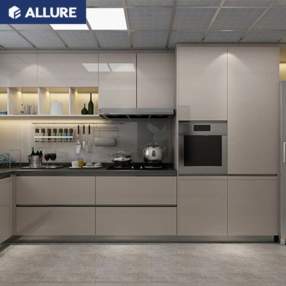 

Свободный дизайн, автоматические современные кухонные шкафы, кухонный шкаф с мягкой закрывающейся ручкой, ящиками, современный шкаф, сделано в Китае