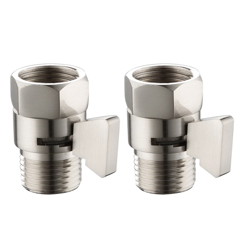 2PCS Shower Head Flow Control Valve, Straight-Way Valve 4 Points G1/2 Switch Valve, Switch Shower Stop Valve Easy To Use