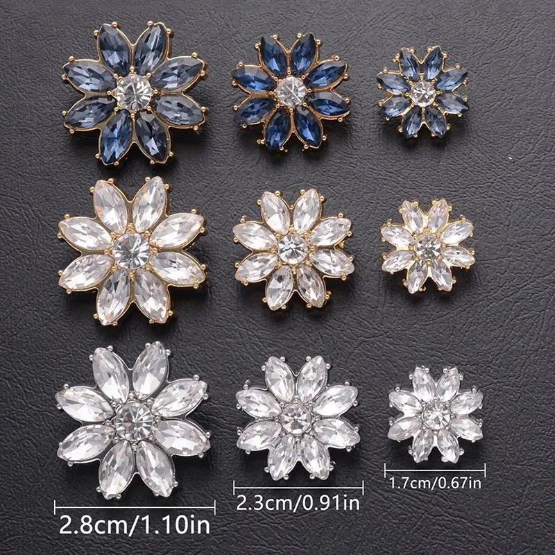 Kristallbesetzte Blumen-Strassknöpfe Luxuriöses Design für Couture-Kleidung DIY Hochzeitskleid Dekorative Handarbeiten – Detail 8