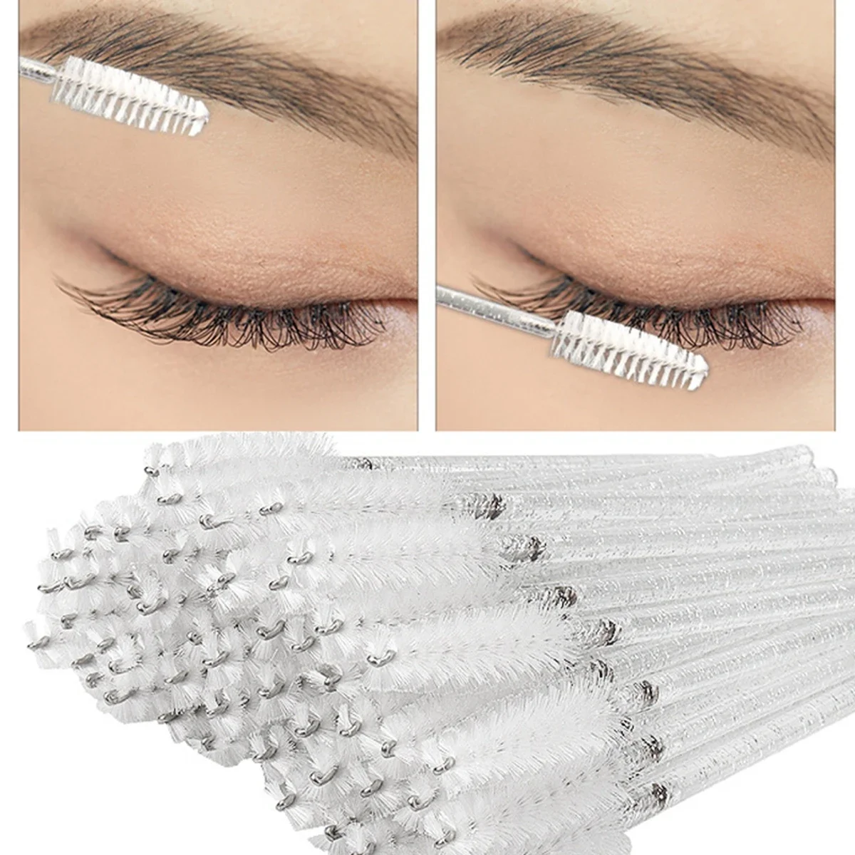 20Pcs Crystal Eyelash Brush Disposable Mascara Wands Eyelash Extension Microbrush Eyebrow Applicator Makeup Brush