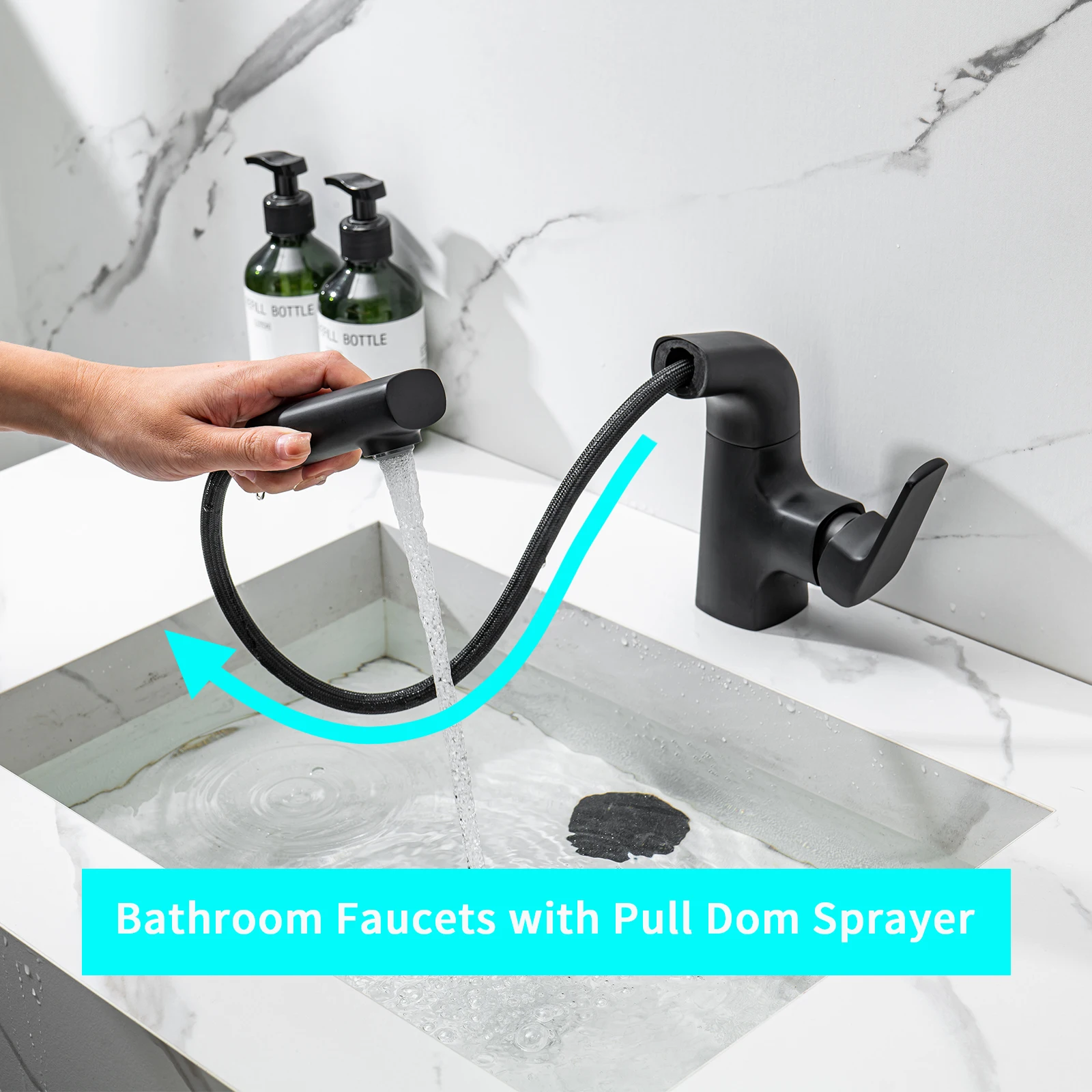 Bathroom Faucets with Pull Out Sprayer Single Hole Bathroom Pull Down RV Sink Faucets Water Tap Pull Down Bathroom Faucet