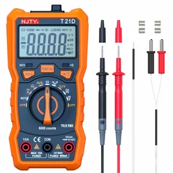 NJTY T21D Digital Multimeter 6000 Counts Voltmeter AUTO Current Resistance Temperature Diode Multi Tester with Backlight Screen