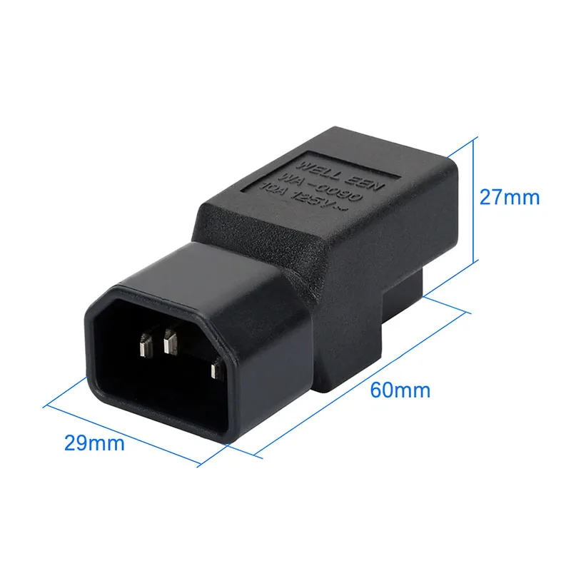 10A 125V IEC 320 C14 to Nema 5-15R AC Adapter, IEC 3Pin Male to US Female Computer Room Server Power Conversion Adapter AC Plugu