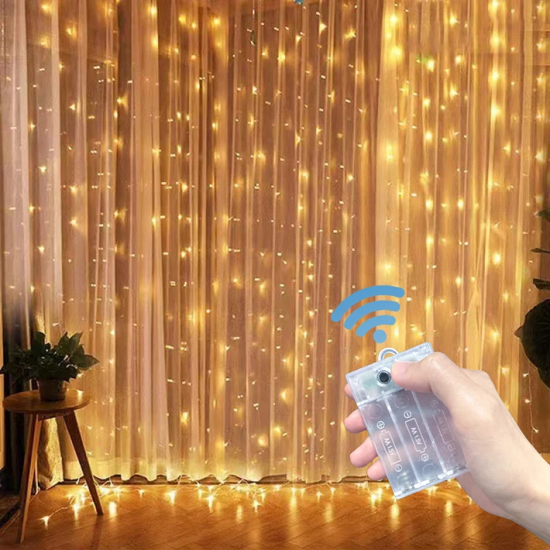

8 Lighting Modes Curtain LED Lights Battery Powered Fairy Lights Perfect for Festival Christmas Wedding Living Room Decoration
