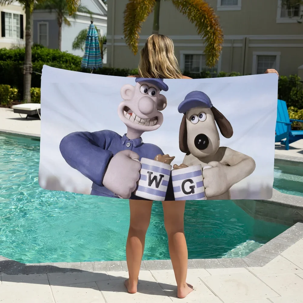 W-Wallace Cartoon and G-Gromit Pool Beach Towel Portable Quick Fast Dry Sand Outdoor Travel Swim Blanket Thin  Mat Bath Towel