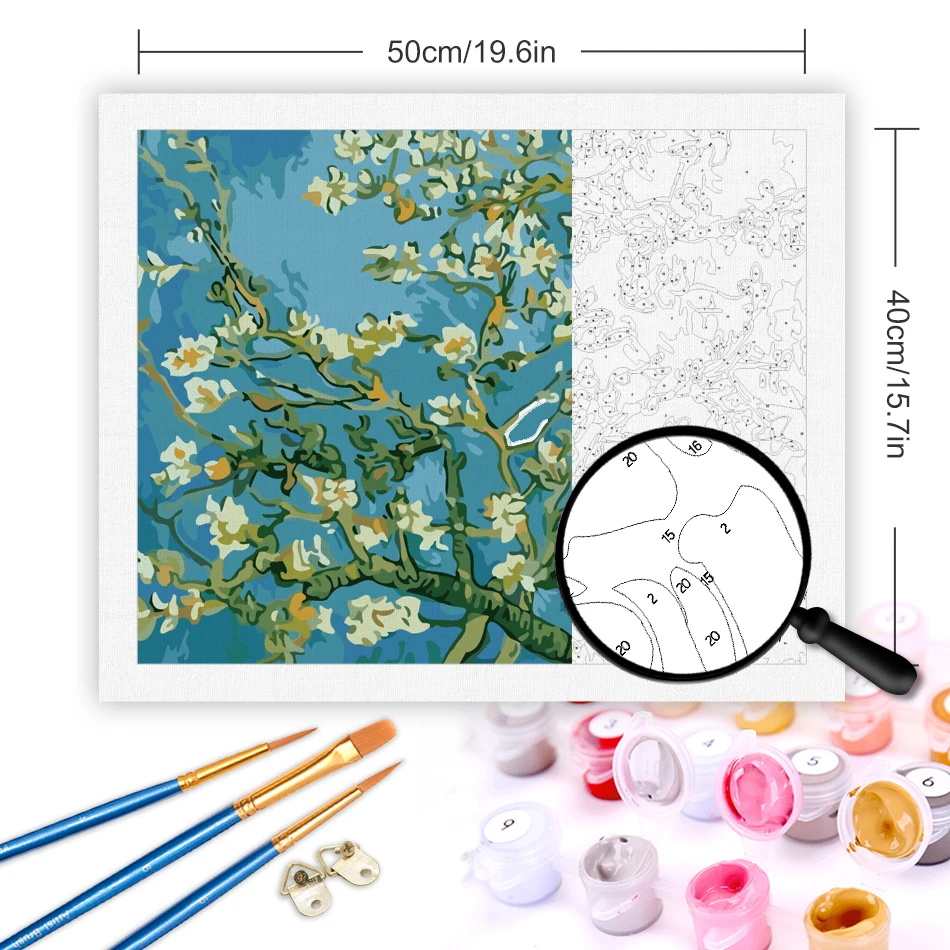 DIY Coloring by Numbers Van Gogh Paintings Kinds of Sunflowers Impression Irises Pictures Paints by Numbers Home Decor Gifts