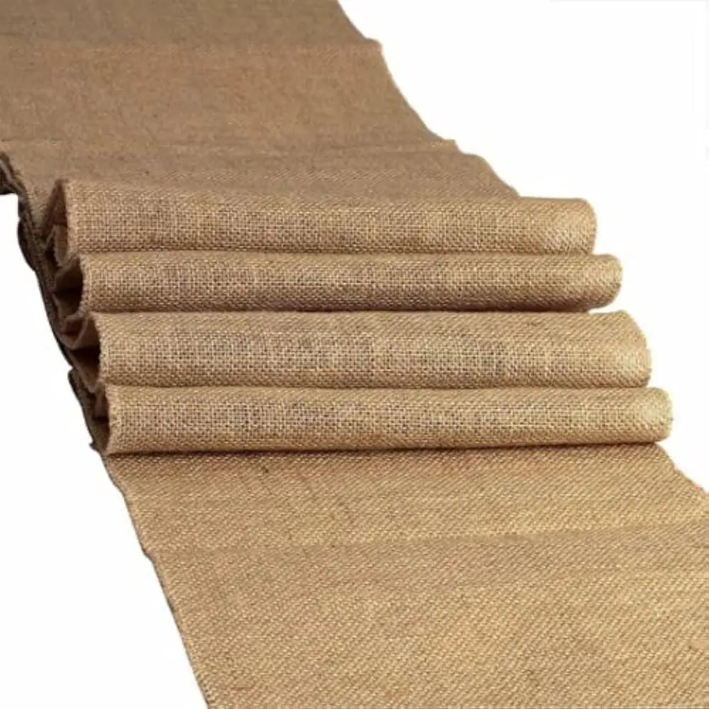 

100% Natural Jute Table Runner - Rustic Burlap with Serged Edges - 12 x 96 for Weddings & Events
