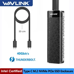 WAVLINK Thunderbolt 3 M.2 Enclosure for PCIe NVMe SSD 40Gbps Type-C to M Key/B+M Key 2280 Aluminum External Hard Drive Case