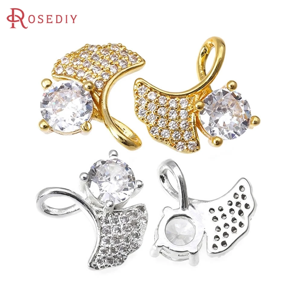 

6PCS 14x15MM 18K Gold Color Brass and Zircon Maple Leaf Charms Pendants High Quality Diy Necklace Earrings Making Accessories